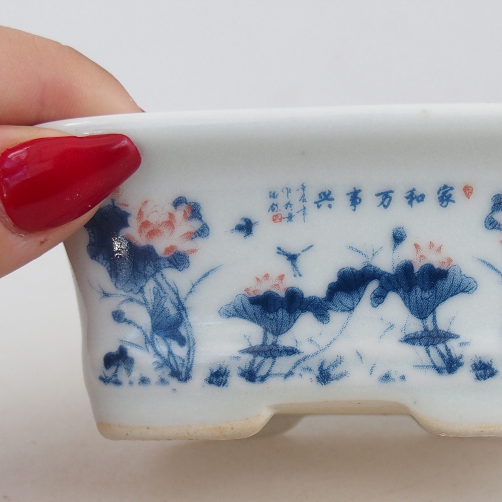 Mini bonsai tál 10 x 7,5 x 4 cm, fehér színben