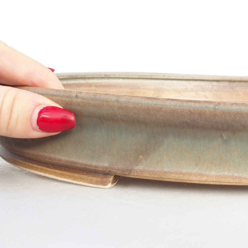 Kerámia bonsai tál 31 x 27 x 4,5 cm, zöld