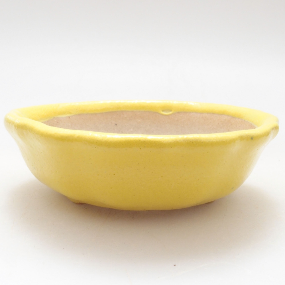 kerámia bonsai tál 7 x 7 x 2 cm, sárga