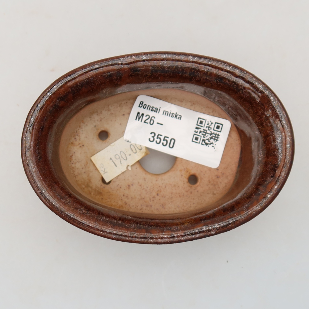 Kerámia bonsai tál, 9,5 x 6,5 x 3 cm, barna színű
