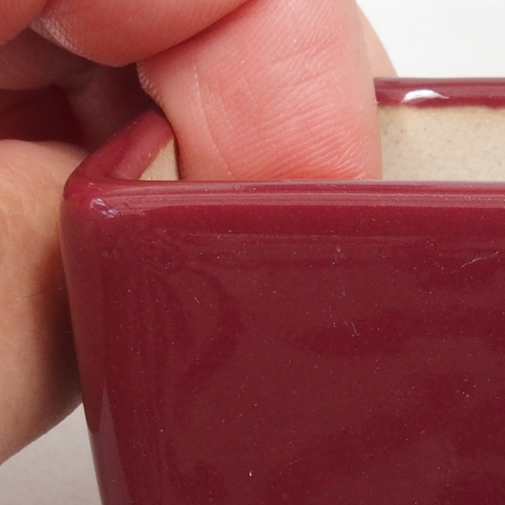 Mini bonsai tál 4,5 x 4,5 x 4,5 cm, bordó színben