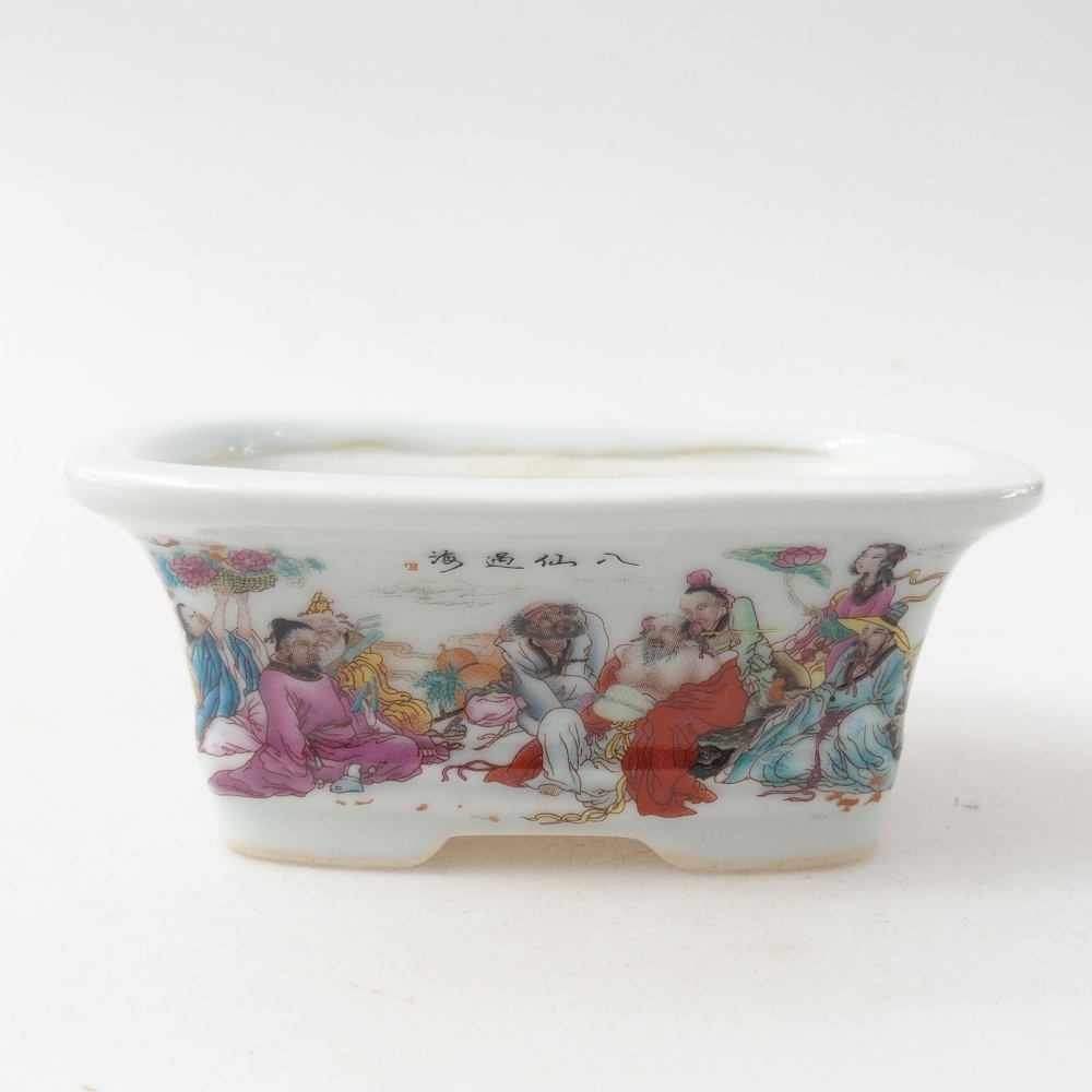 Mini bonsai tál 10 x 7,5 x 4 cm, fehér színben