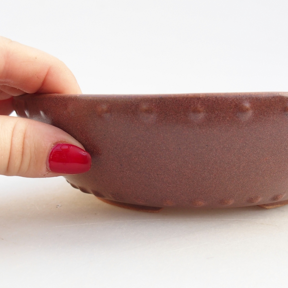 kerámia bonsai tál 17,5 x 17,5 x 5 cm, bordó színben