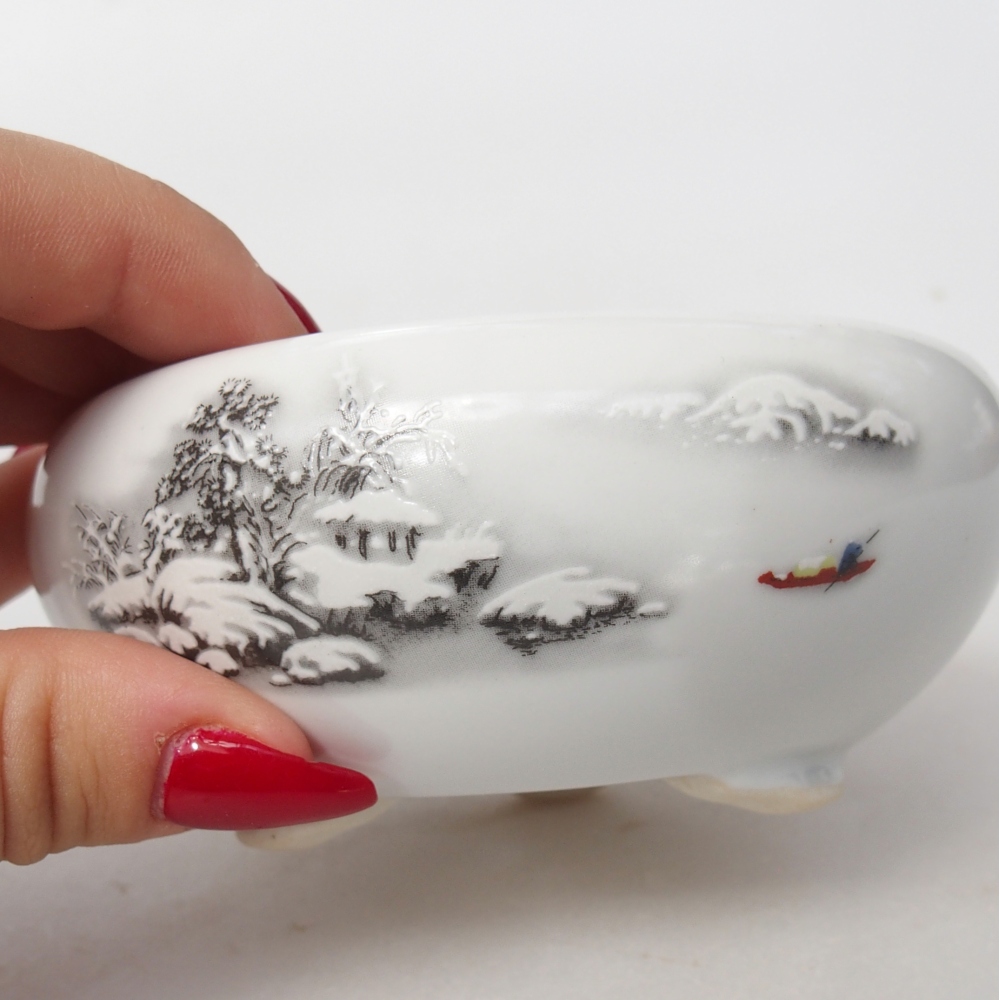 kerámia bonsai tál 10 x 10 x 5 cm, fehér színben