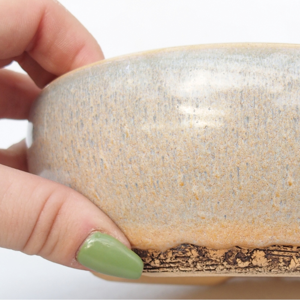 kerámia bonsai tál 15 x 15 x 5 cm, zöld-barna