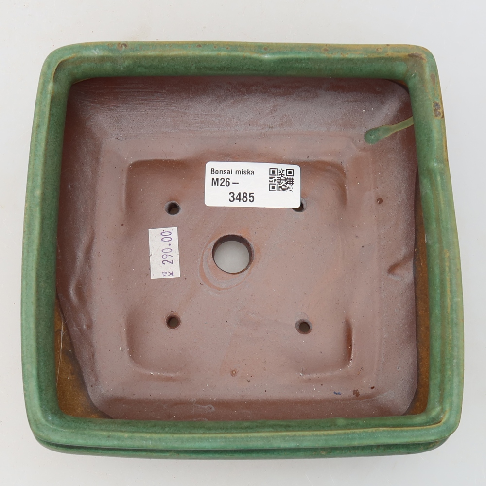 Kerámia bonsai tál 15,5 x 15,5 x 6 cm, zöld