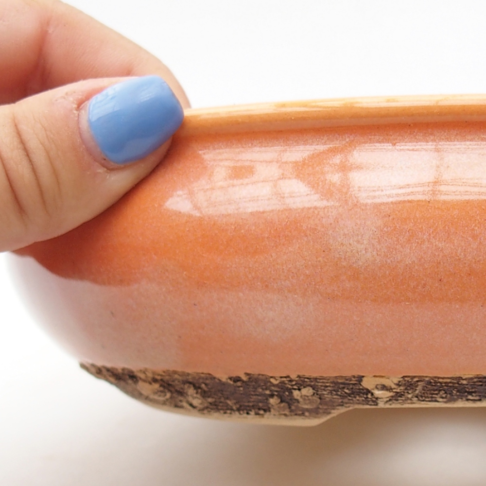 Kerámia bonsai tál 17,5 x 17,5 x 5 cm, narancssárga