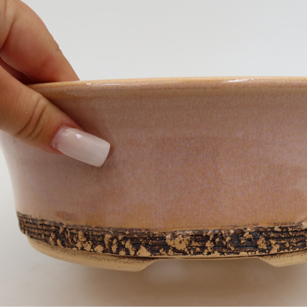 Kerámia bonsai-tál 26,5 x 26,5 x 8 cm, rózsaszín