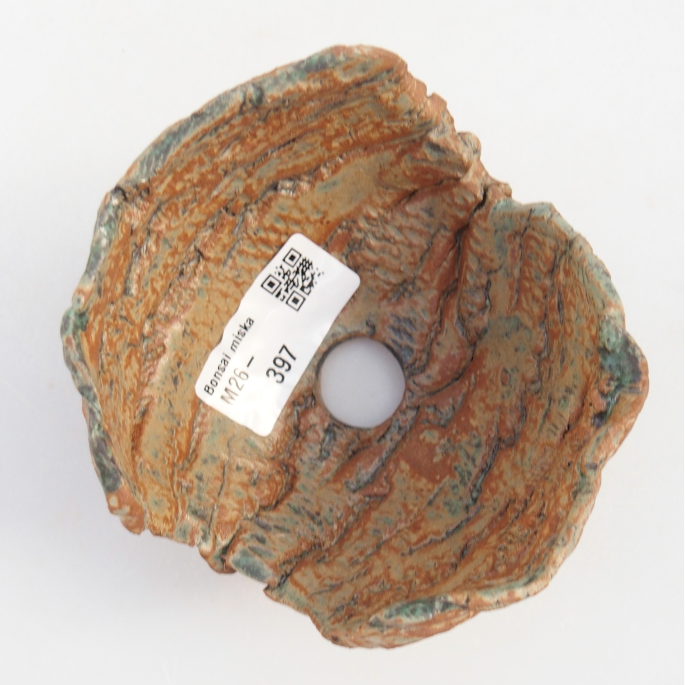 Kerámia kagyló 9,5 x 9,5 x 6,5 cm , barna-zöld színű