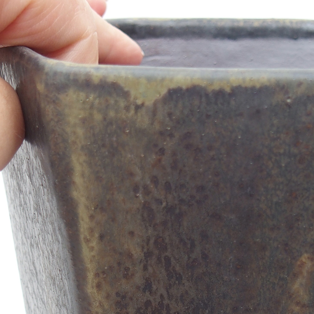 kerámia bonsai tál 13 x 11,5 x 17 cm, zöld-szürke