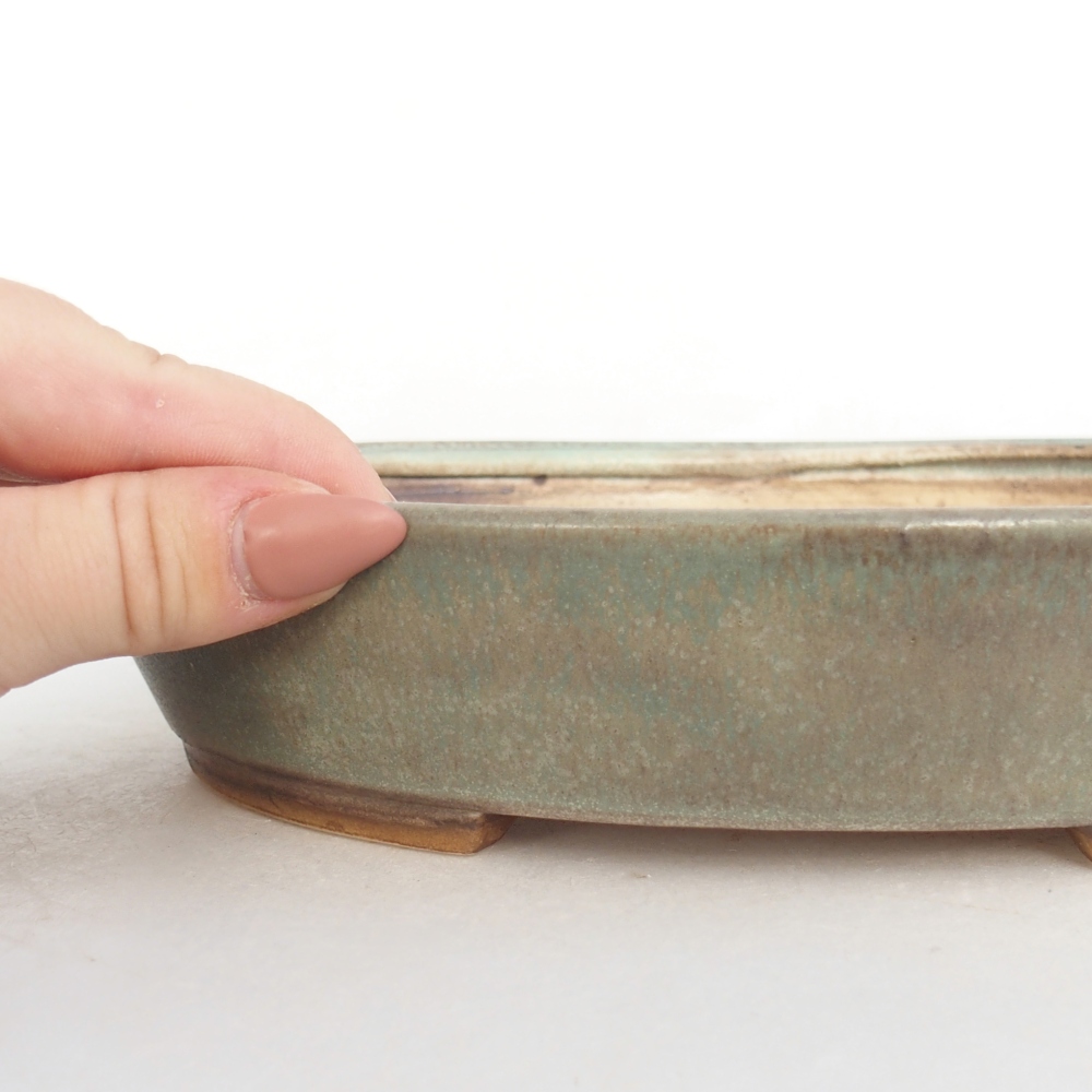 Kerámia bonsai tál 22,5 x 20 x 4,5 cm, zöld