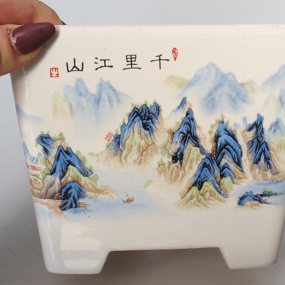 kerámia bonsai tál 14 x 14 x 11 cm, fehér színű