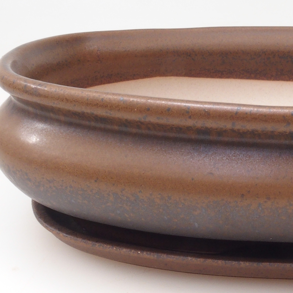 Bonsai tál + csészealj H15 - 25,5x17,5x6 cm - barna