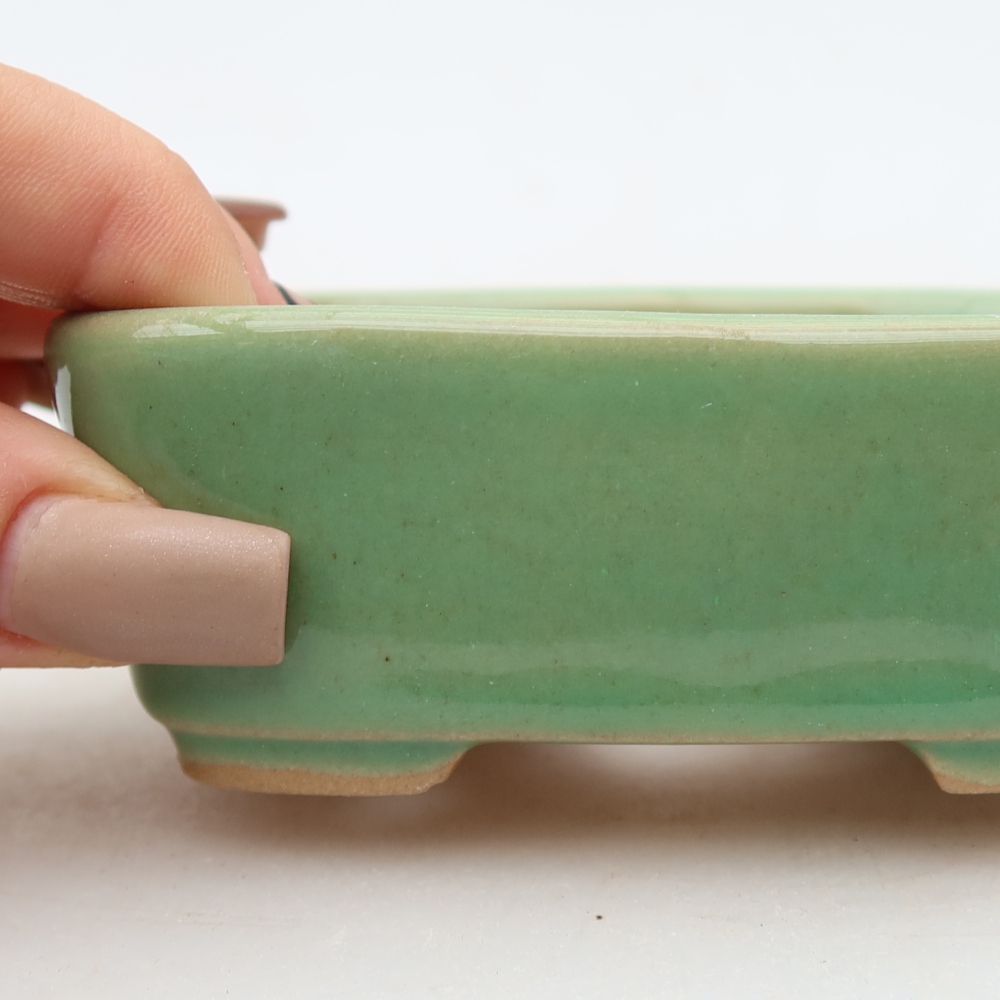 Kerámia bonsai-tál 10 x 8 x 3,5 cm, zöld színű