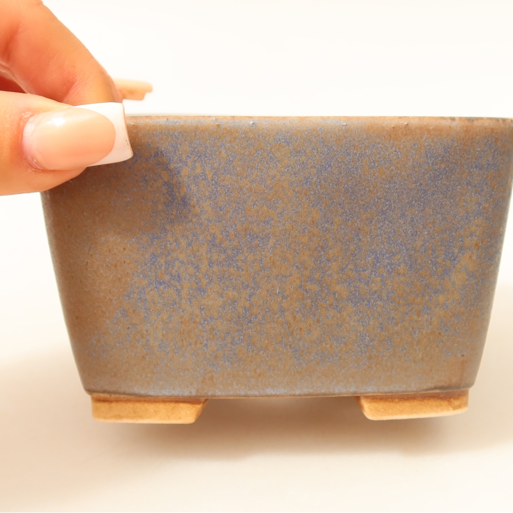 Kerámia bonsai-tál, 10,5 x 10,5 x 7 cm, kék színű
