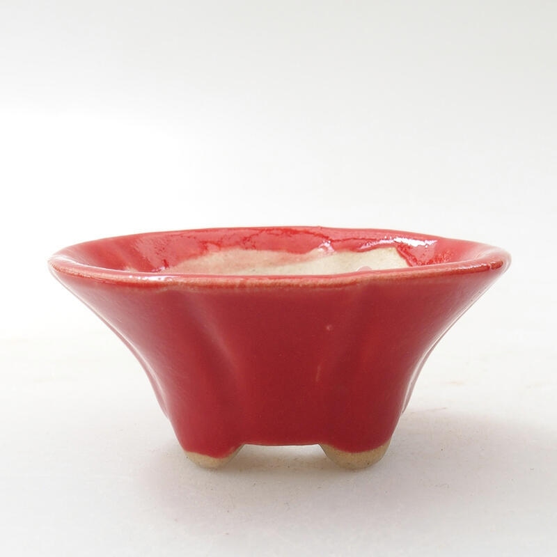 Mini bonsai tál 5,5 x 5,5 x 2,5 cm, piros színben