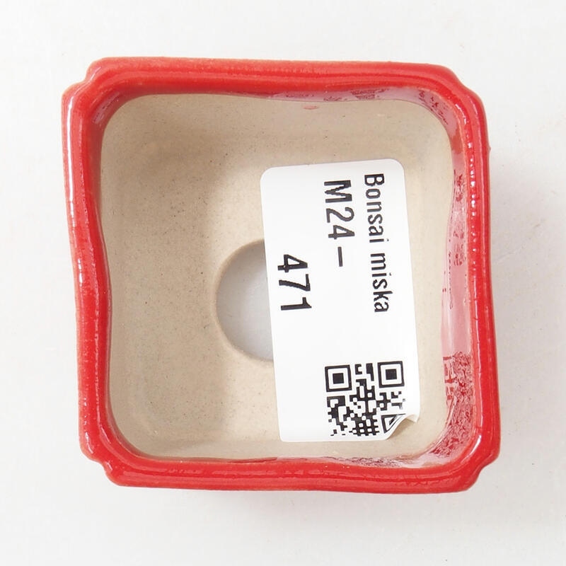 Mini bonsai tál 5 x 5 x 3,5 cm, piros színben