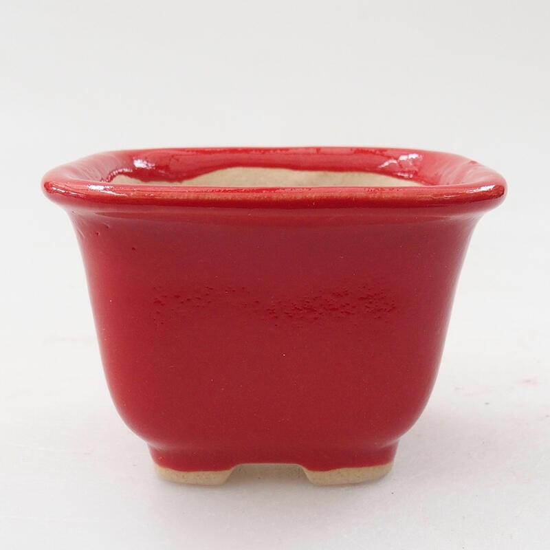 Mini bonsai tál 6,5 x 6,5 x 4,5 cm, piros színben