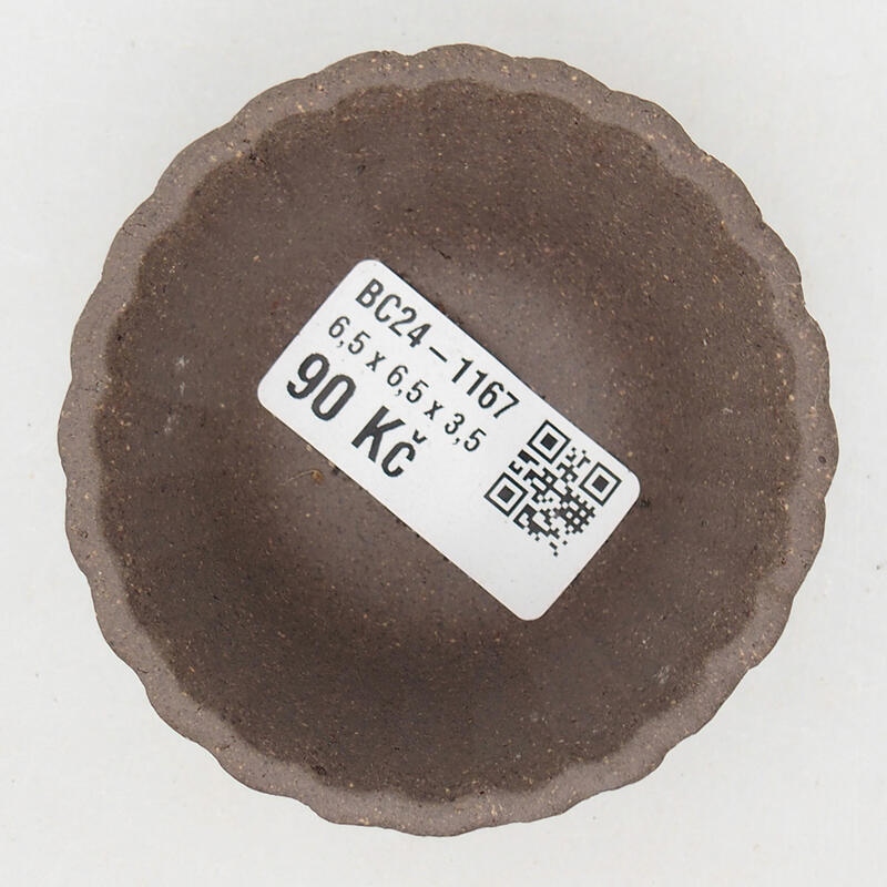 Mini bonsai tál 6,5 x 6,5 x 4 cm, színe barnás okkersárga