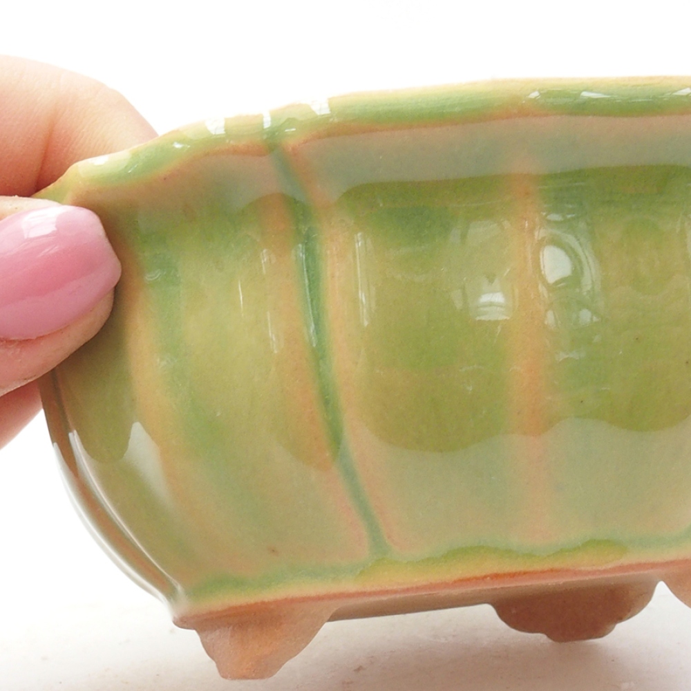 kerámia bonsai tál 11 x 11 x 5 cm, zöld