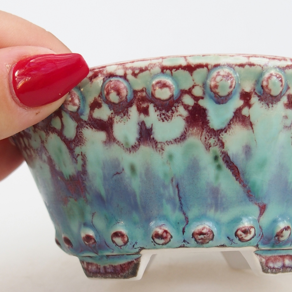 kerámia bonsai tál 10,5 x 10,5 x 5 cm, zöld