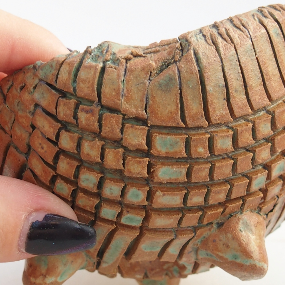 Kerámia kagyló 10 x 9,5 x 7,5 cm , barna-zöld színű