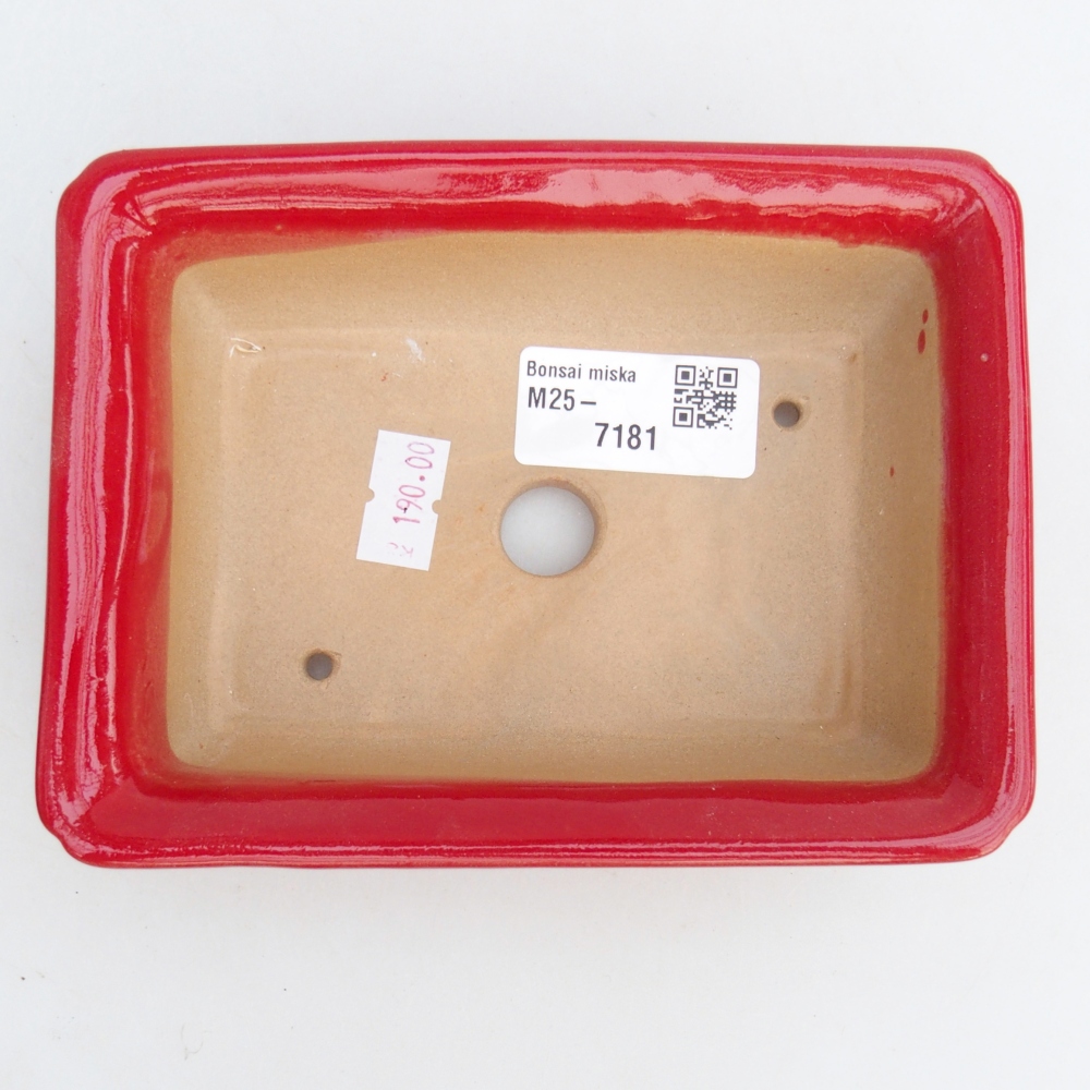 kerámia bonsai tál 14 x 10,5 x 4 cm, piros színű