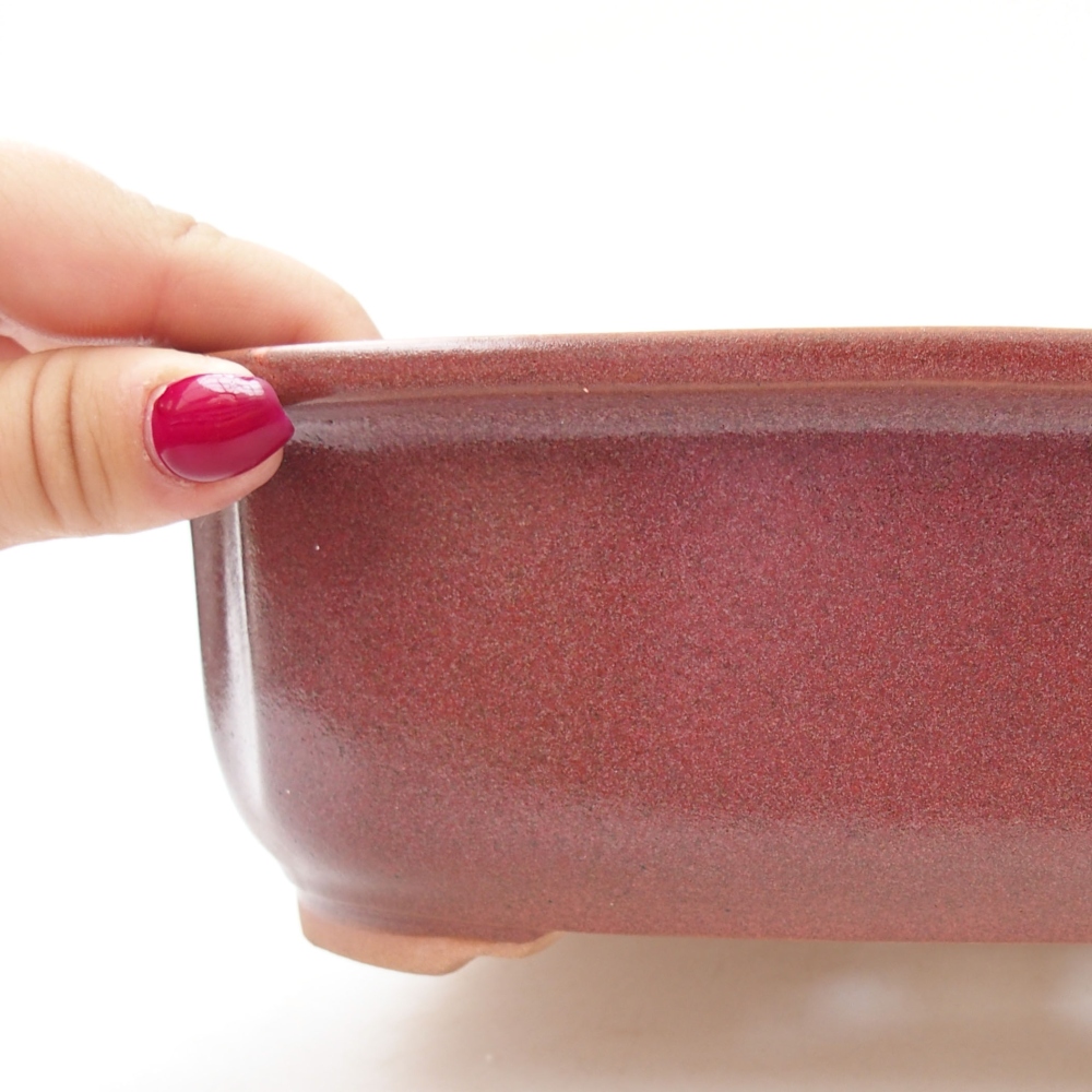 kerámia bonsai tál 24,5 x 21 x 7 cm, bordó színben