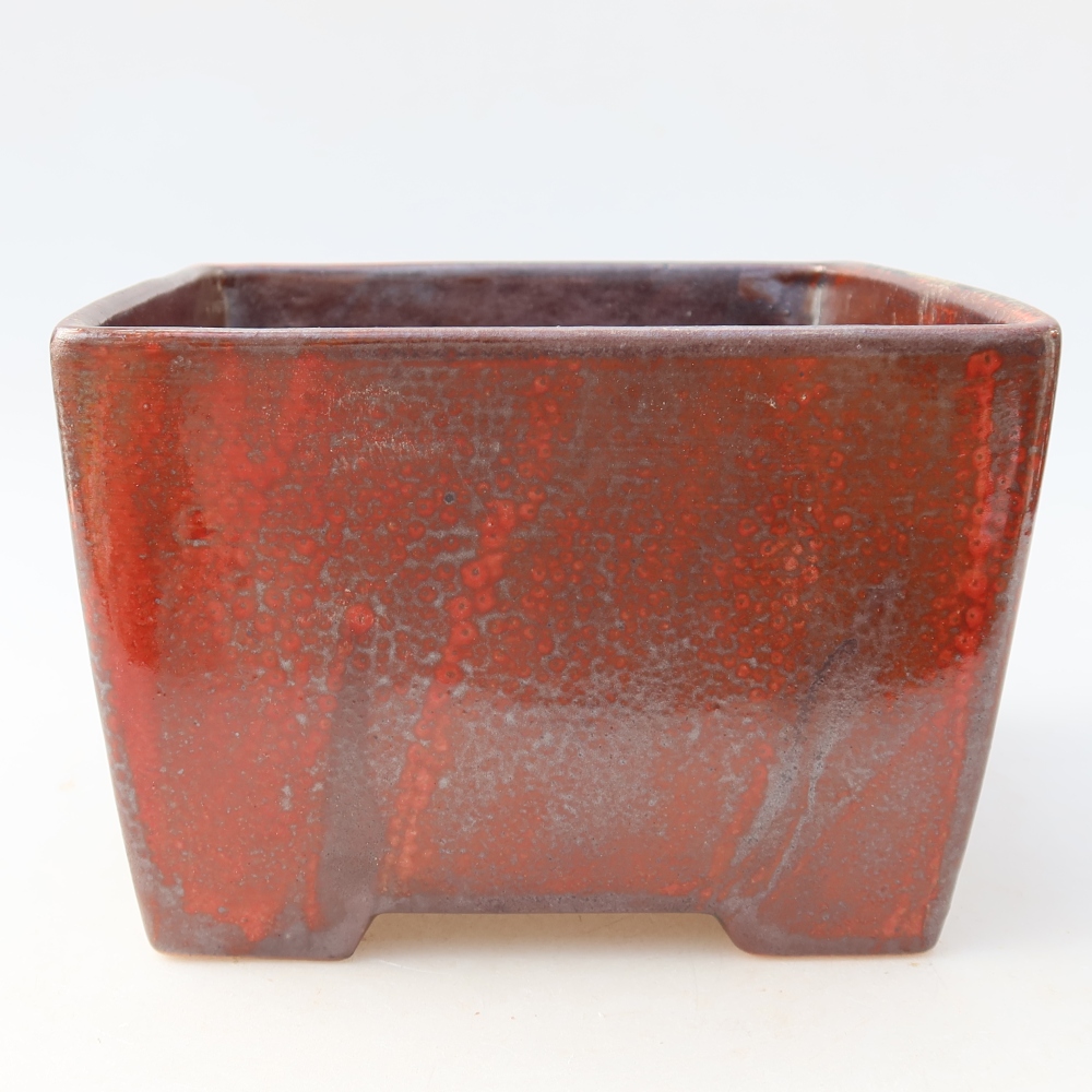 Kerámia bonsai-tál 15,5 x 15,5 x 11 cm, vörös színű
