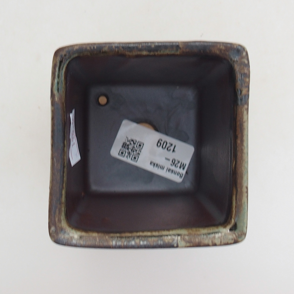 kerámia bonsai tál 7 x 7 x 9,5 cm, kék-barna színben