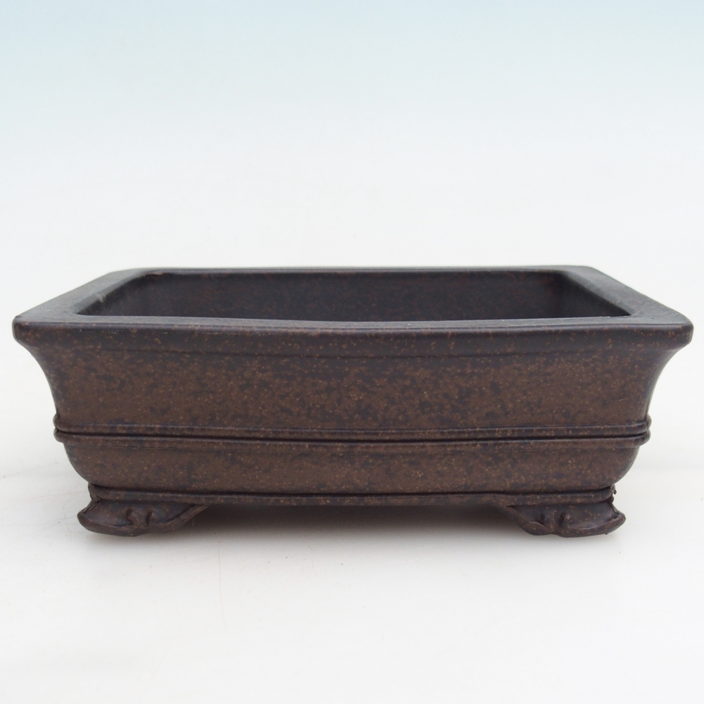 kerámia bonsai tál 15,5 x 11,5 x 5 cm, barnás okkersárga színben