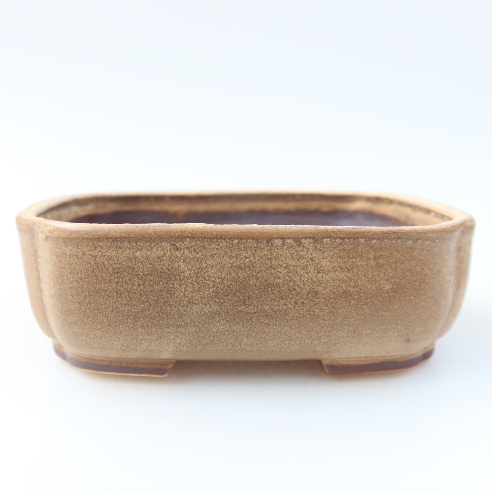 Kerámia bonsai-tál, 13,5 x 12 x 4 cm, bézs színű
