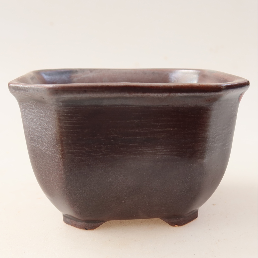 Kerámia bonsai tál, 10 x 10 x 6,5 cm, barna színű