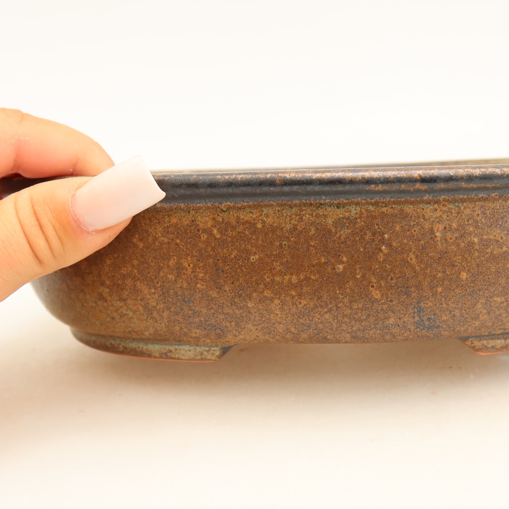 kerámia bonsai tál 22 x 17 x 5 cm, barna