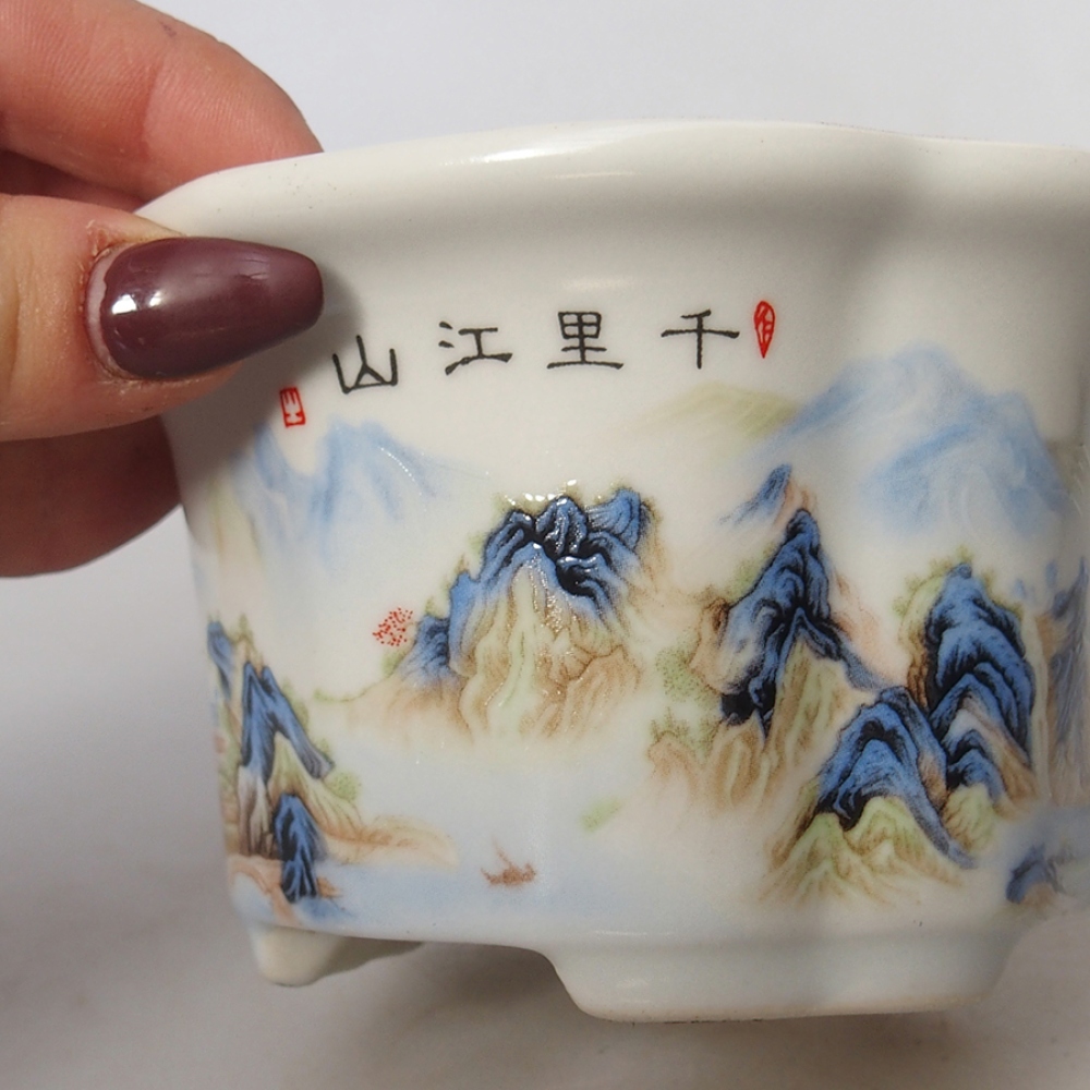 kerámia bonsai tál 11,5 x 11,5 x 6 cm, fehér