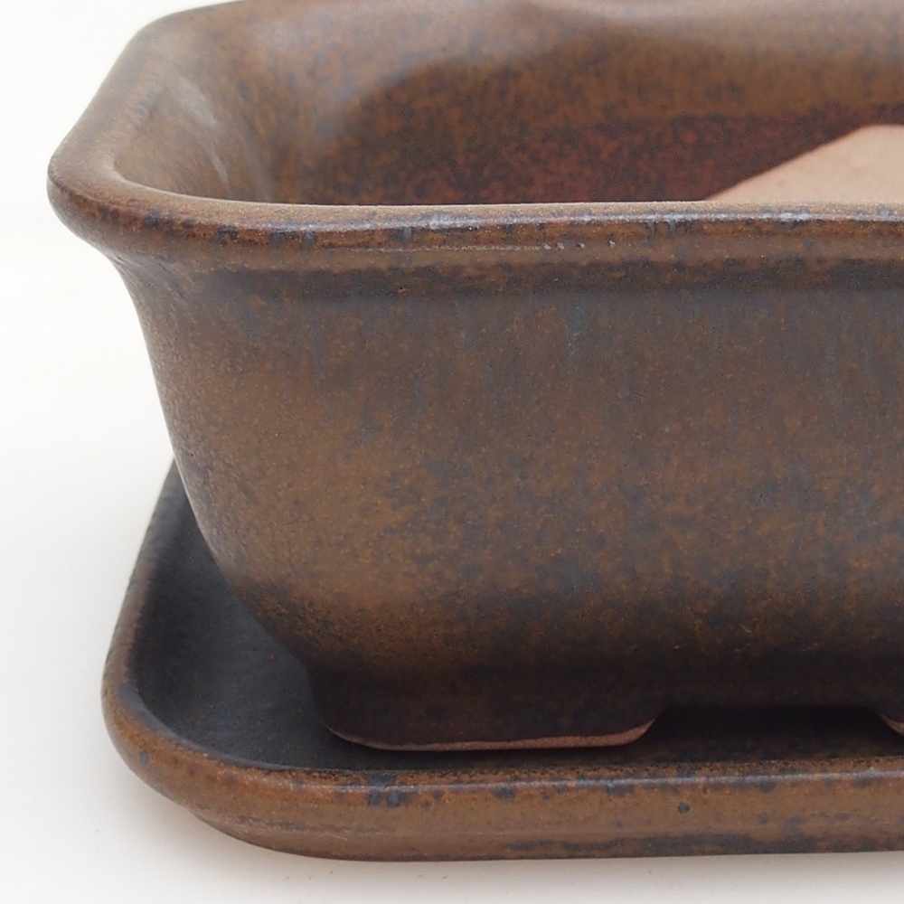 Bonsai tál + csészealj H11 - 11,5 x 10 x 4 cm. - zöld