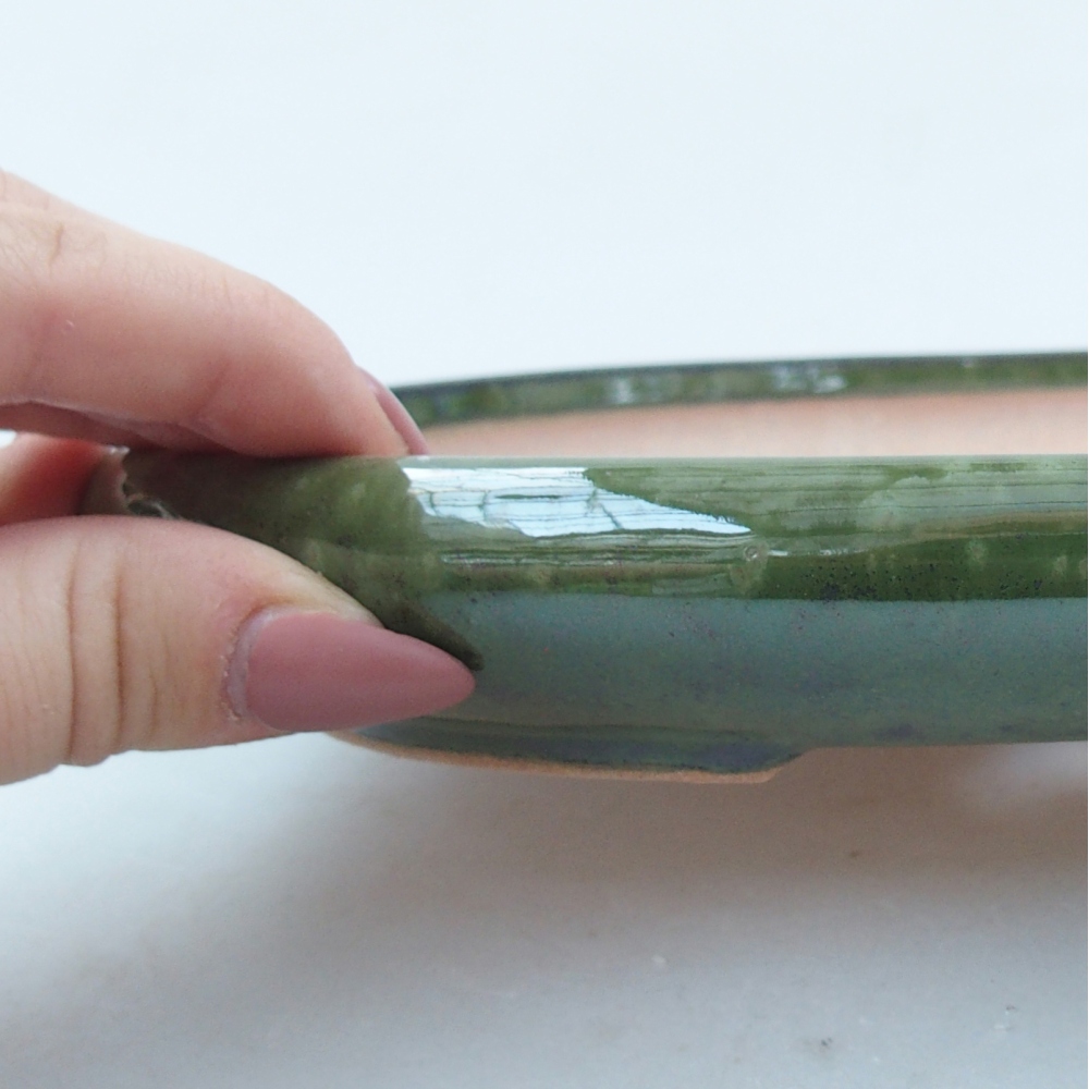 Bonsai kerámia tál 22,5 x 16,5 x 3 cm, zöld