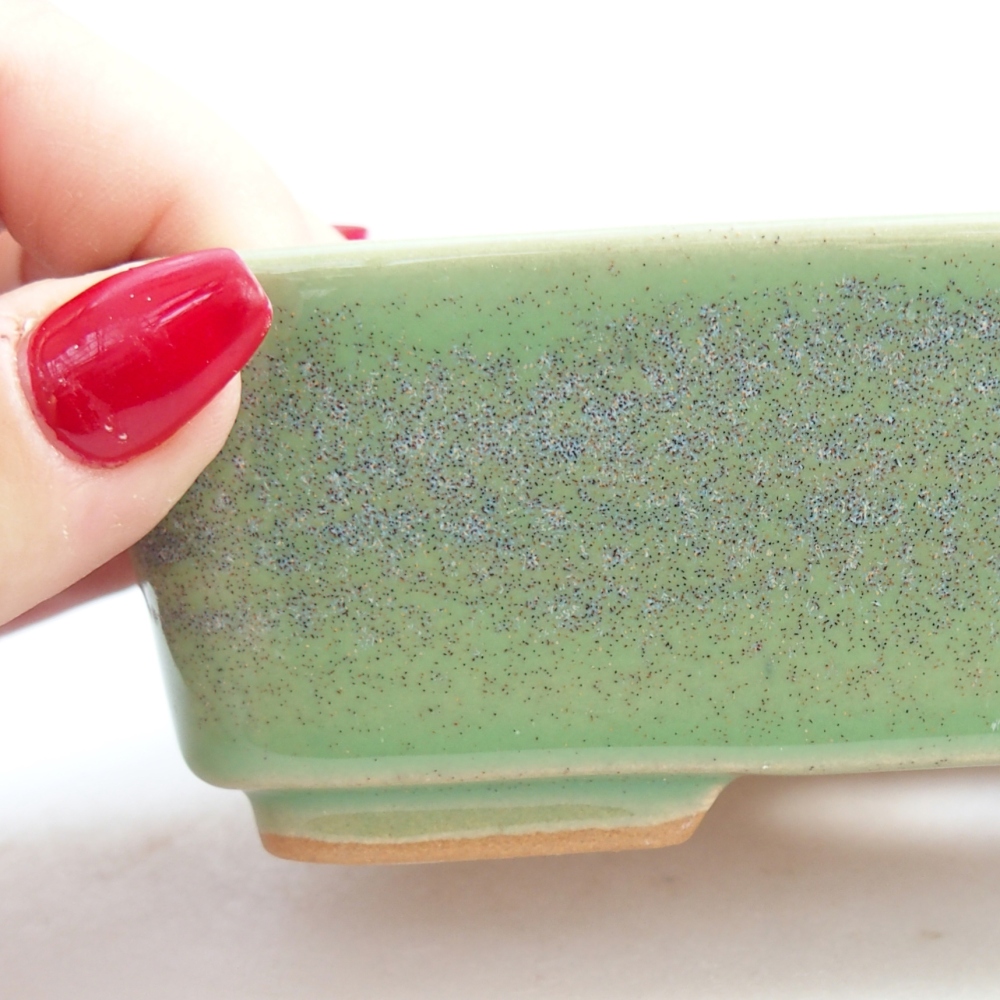 Kerámia bonsai tál 14,5 x 10,5 x 4,5 cm, zöld