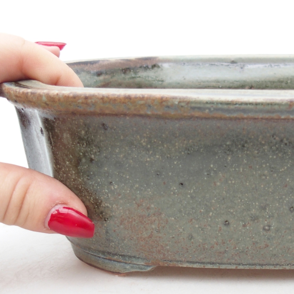 kerámia bonsai tál 25 x 21 x 7,5 cm, zöld