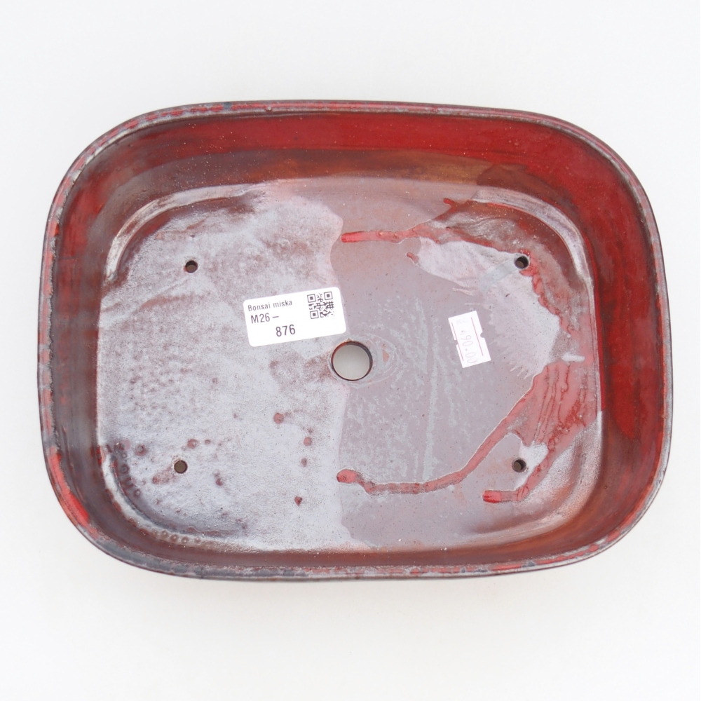 kerámia bonsai tál 23 x 18 x 5,5 cm, piros színben