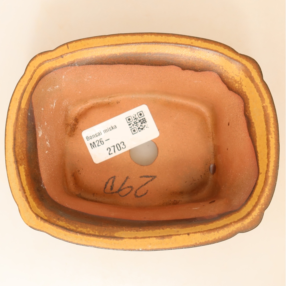 Kerámia tál  13 x 10,5 x 5,5 cm, sárga színű