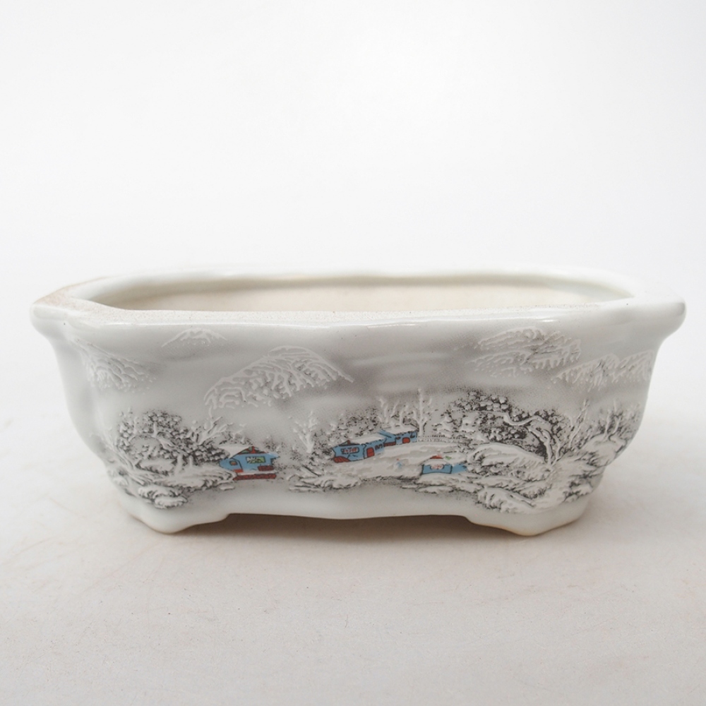 kerámia bonsai tál 15 x 11 x 5 cm, fehér színben