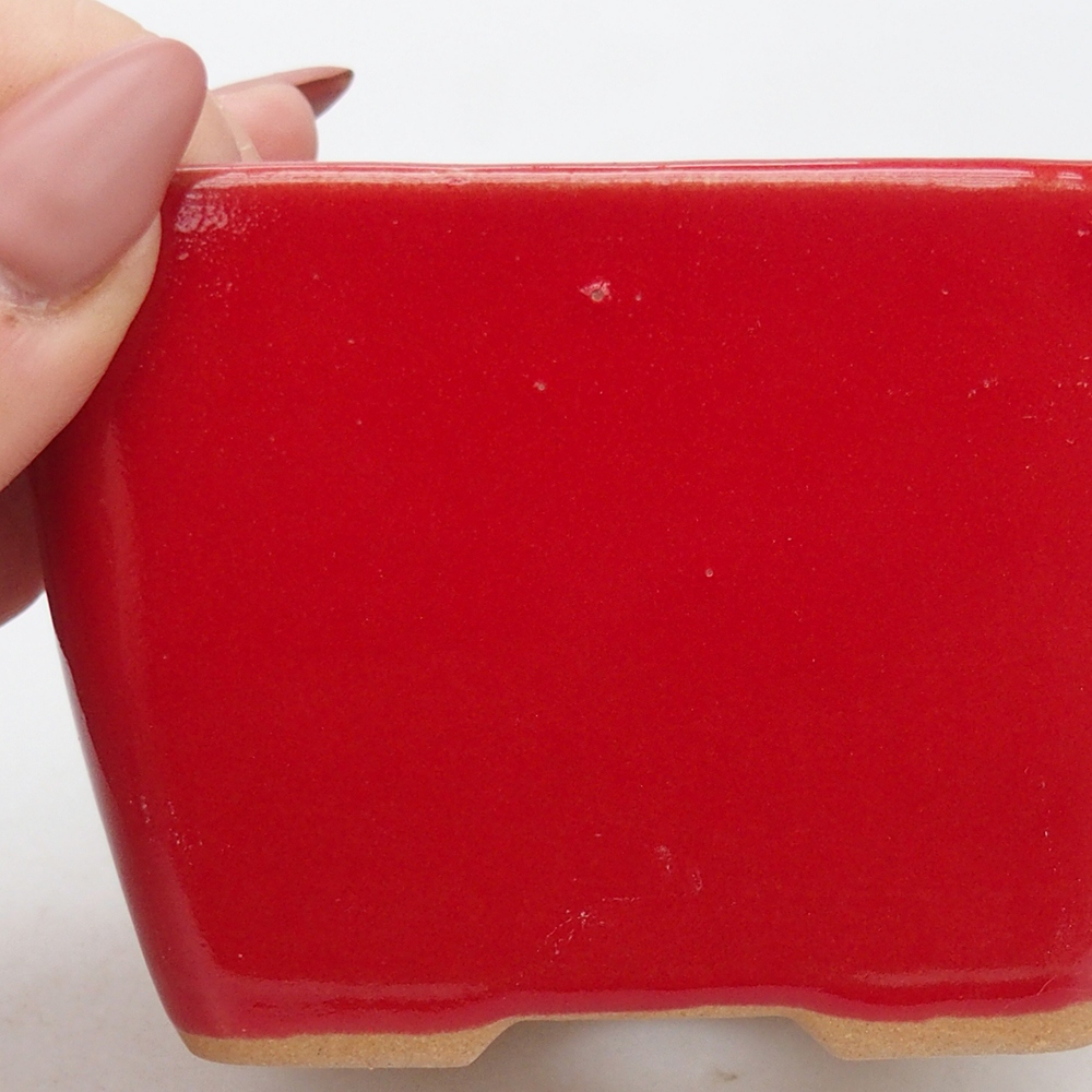 kerámia bonsai tál 8,5 x 8,5 x 6 cm, piros színben