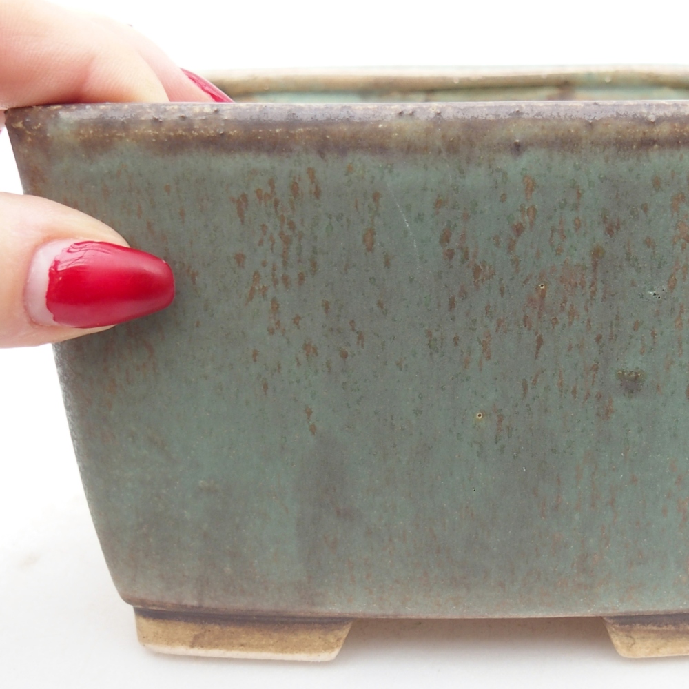 Kerámia bonsai tál 12,5 x 12,5 x 8 cm, zöld