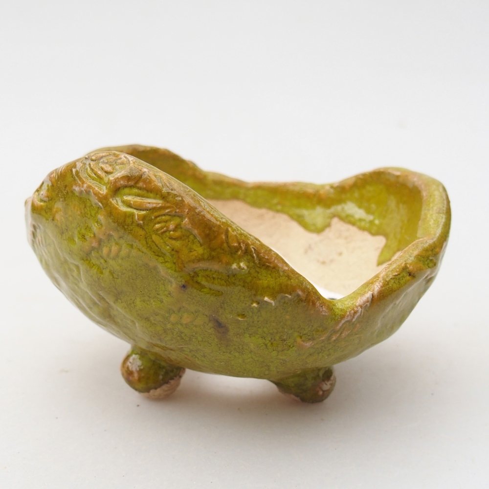 Kerámia kagyló 9 x 8,5 x 5,5 cm , zöld színű