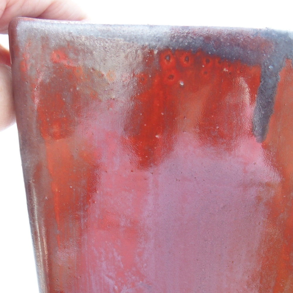 kerámia bonsai tál 15 x 15 x 19 cm, piros színű