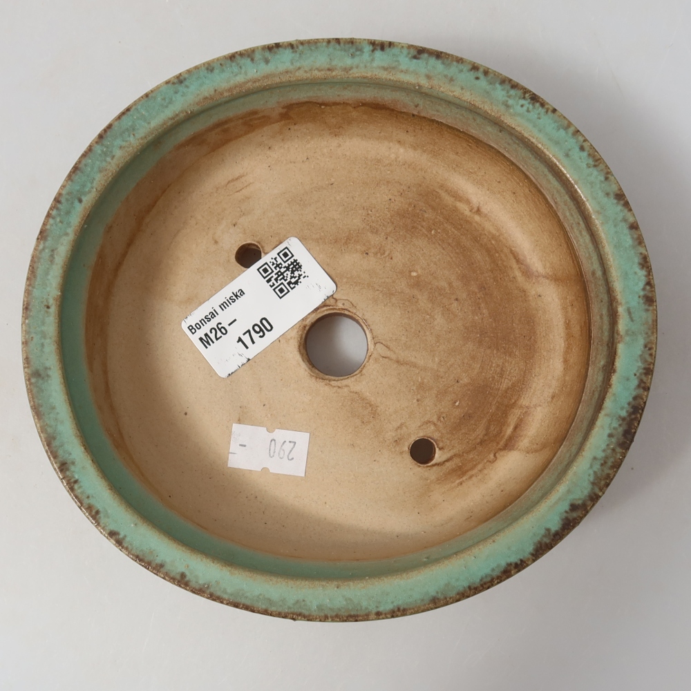 Kerámia bonsai tál, 15,5 x 14,5 x 4 cm, zöld színű
