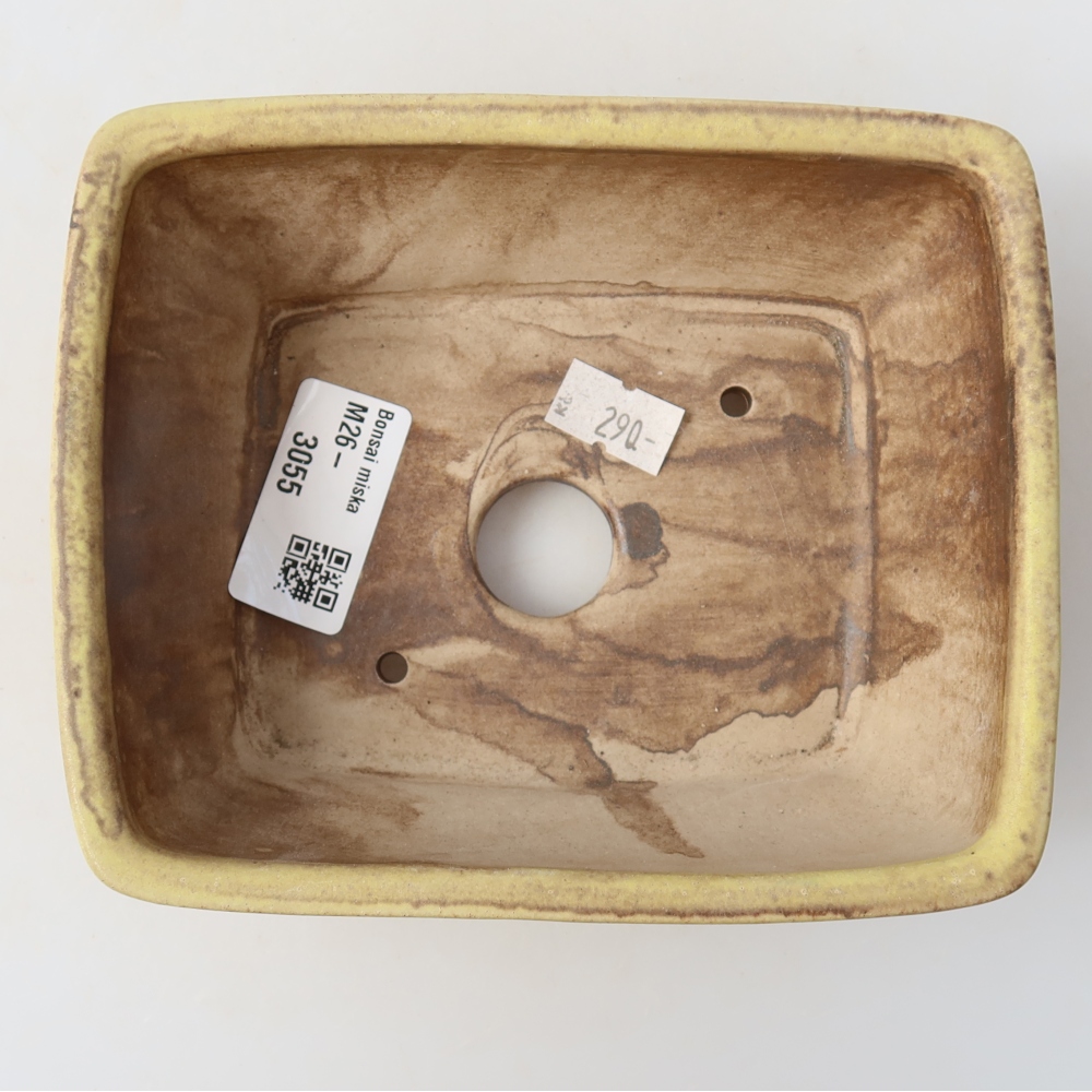 Kerámia bonsai tál, 15 x 12,5 x 5,5 cm, sárga színű