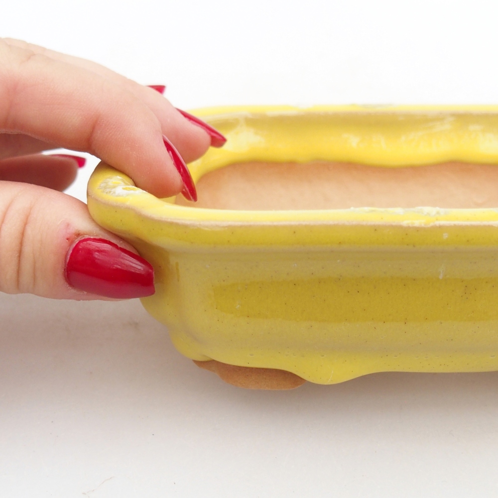 kerámia bonsai tál 14 x 11 x 4 cm, sárga