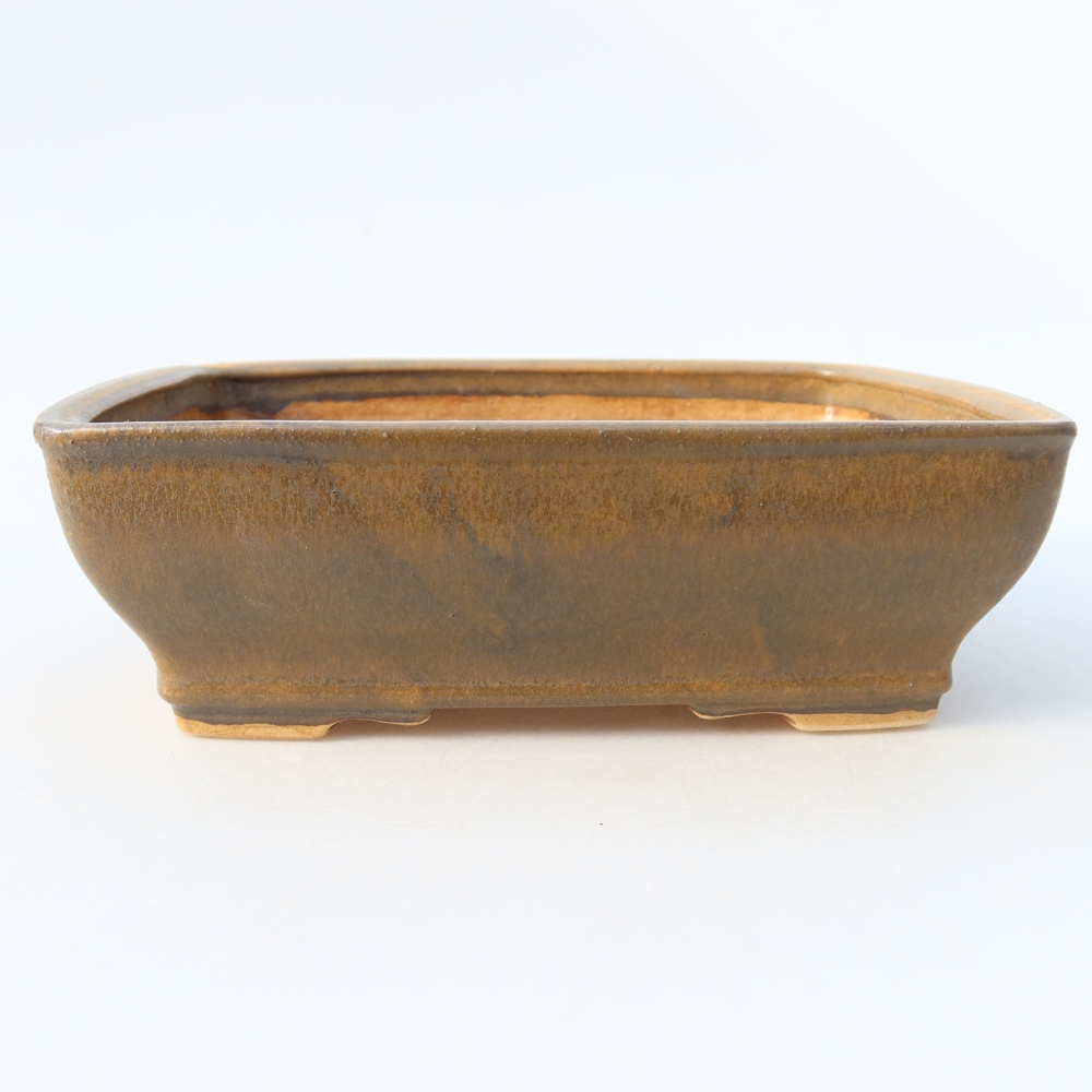 Kerámia bonsai tál, 18,5 x 15,5 x 6 cm, barna színű